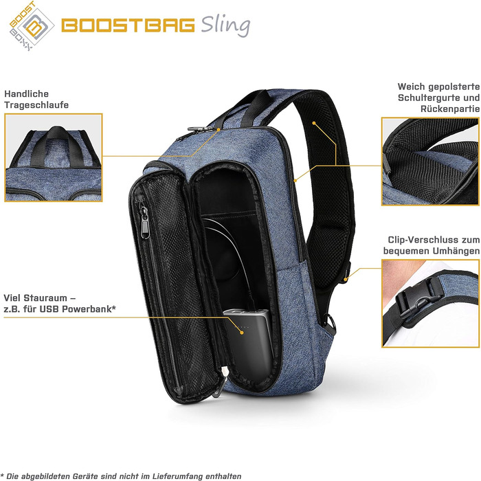 Сумка слінг Boostbag Sling синя — багатофункціональна наплічна сумка для планшета 10,1