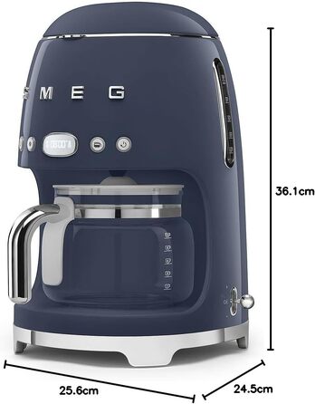 Кавоварка крапельна Smeg DCF02NBEU Navy Blue 12 чашок з автостартом та регулюванням міцності