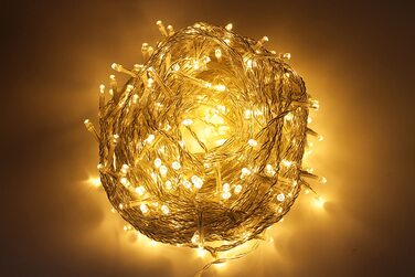 Світлодіодна гірлянда Gresonic 300 LED, тепле біле світло, для вулиці та приміщення, з електричним живленням і штекером, для саду, весілля, Різдва, вечірки