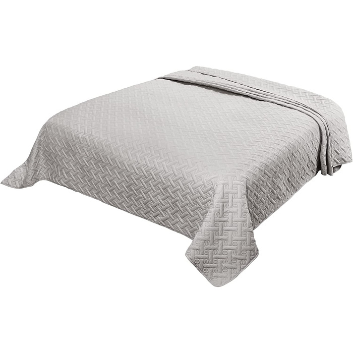 Плед Woltu 70x20 см, Patchwork, двосторонній, з мікрофібри, стеганий, для ліжка/софи, 220x240 см (світло-сірий)