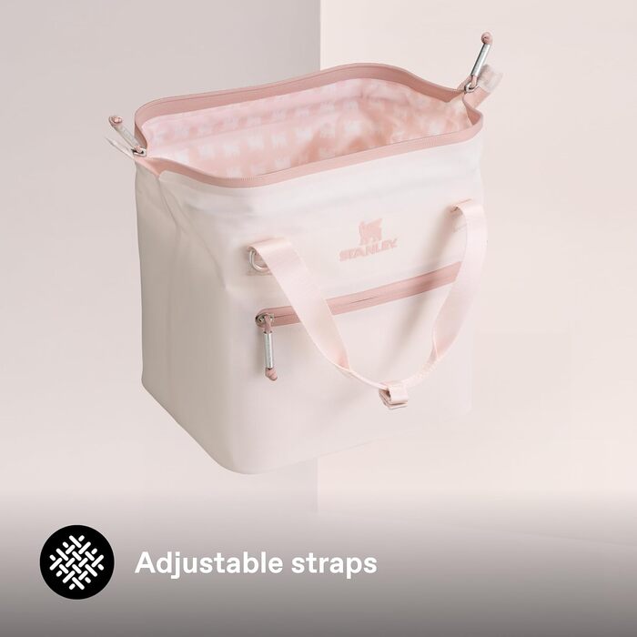 Сумка-холодильник Stanley 1913 All-Day Julienne Maxi Cooler, 7.0 л, Rose Quartz — термосумка з перецьикльованого поліестеру з ременями та сітчастими кишенями