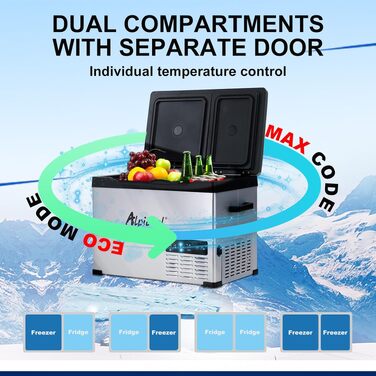 Автомобільний холодильник Alpicool T60 компресорний 40л (-20°C до +20°C) 12V/220V для авто, кемпінгу, човна з USB