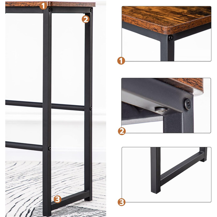 HOOBRO барні стільці, 2 шт, металевий каркас, різна висота підніжок, м'які краї, для кухні, їдальні, вітальні