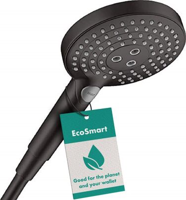 Душова лійка Hansgrohe Raindance Select S з функцією економії води (9 л/хв), ручна лійка з 3 режимами, діаметр 120 мм, з антинакипним покриттям (чорний мат, 3 економні режими)