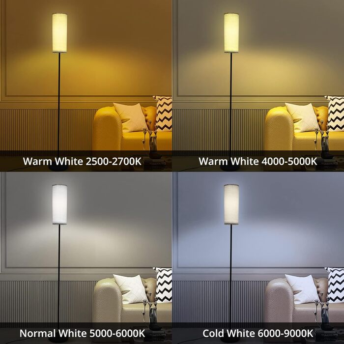 LED торшер Litake для вітальні, тканинний, димерований, RGB+CCT, 800 лм, керування пультом і додатком, з музичним режимом, сумісний з Alexa та Google Home, 2500K-9000K