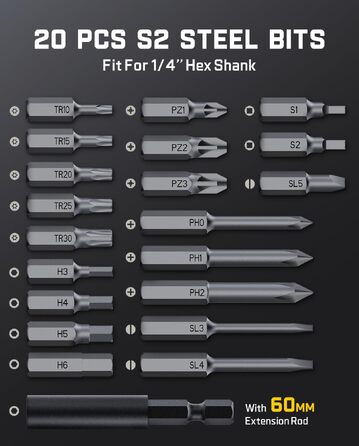 Акумуляторний шуруповерт Fanttik S2 Pro 3.7V, 7 моментів (0.5-6 Нм), 20 біт, адаптер 90°, для меблів та ремонту