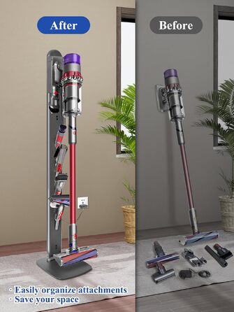 Підставка для пилососа Dyson Gen5 V16 V15 V12 V11 V10 V8 V7 V6 — металевий тримач без свердління, 4 гачки для аксесуарів, темно-сірий