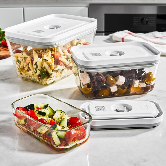 Набір контейнерів для вакуумної упаковки Zwilling Fresh & Save S/M/L (3 шт.), скло, білий