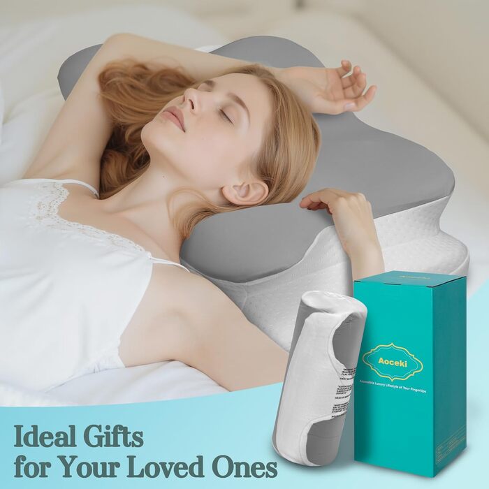 Ортопедична подушка з піни Memory Foam для сну на боку, Queen Size (23.2x15.1x4.7 см), сіра - підтримка шиї та комфорт при болях у спині та плечах