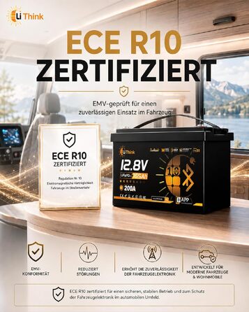 LiFePO4 акумулятор 12V 165Ah для кемпера та автобудинку, Bluetooth 5.4, стандарт ECE R10, літієва батарея H190 Dual Purpose