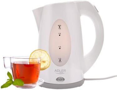 Електрочайник Adler AD 1208, 1,8 л, білий/сірий