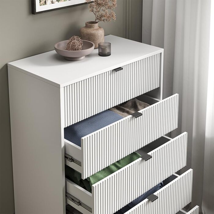 Комод Vicco Eliza білий 76x120 см з 5 ящиками, МДФ, сучасний дизайн