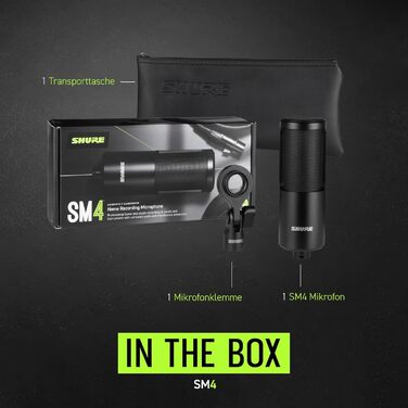 Студійний конденсаторний мікрофон Shure SM4 XLR для вокалу та інструментів, металева конструкція, якісний звук
