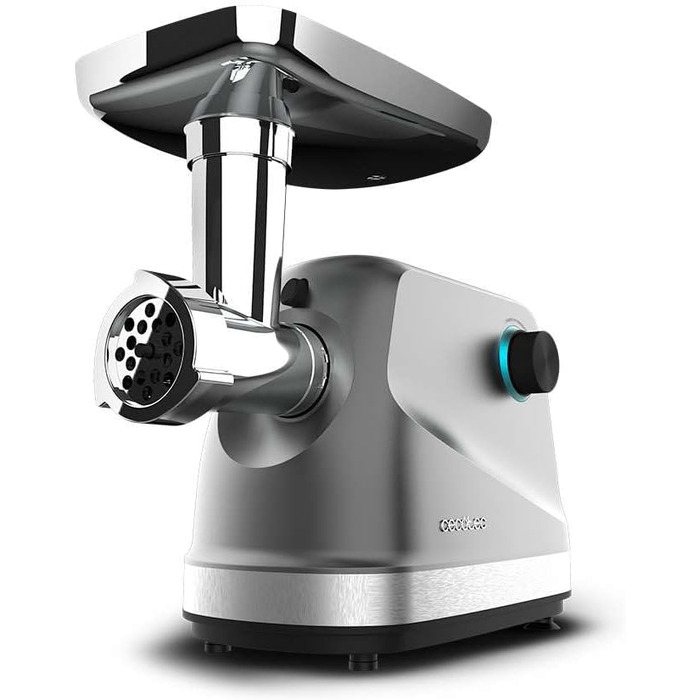 Електрична м’ясорубка Cecotec Crusher 1400 Steel, 1360 Вт, сталева, для подрібнення, нарізання та рубання, 1 ніж з нержавіючої сталі, 3 диски (3 мм, 5 мм, 7 мм)