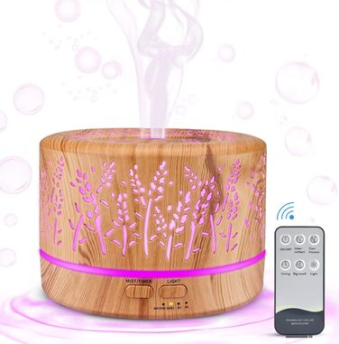 Аромадифузор зволожувач повітря 500 мл, BPA Free, для ефірних олій, з таймером і 7 LED підсвітками, для дому, спальні, офісу, йоги, дизайн 'Гілка дерева'