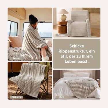 М'який плед-ковдра BEDSURE для декору кімнати та ліжка, бежевий, 200x200 см