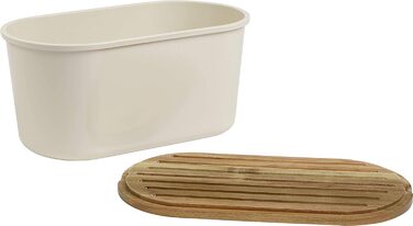 Хлібниця ECHTWERK FRESH з акацієвим кришкою-дошкою, 37×22×17 см, для 1 кг хліба, кремова