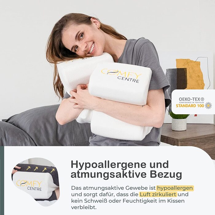 Подушка для сну на боку ComfyCentre: ортопедична подушка між колінами з піни Memory Foam - біла, без ременя