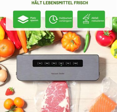 Вакууматор Diboniur 5 в 1 для продуктів та Sous Vide, автоматичний вакуумний пакувальник для сухих та вологих продуктів (з 10 пакетами та шлангом)