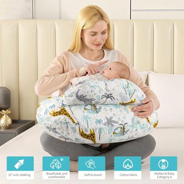 Подушка для годування Labtec Stillkissen, багатофункціональна, з регульованим ременем та захисним бортиком, 100% бавовна, знімний чохол (Tierwald)