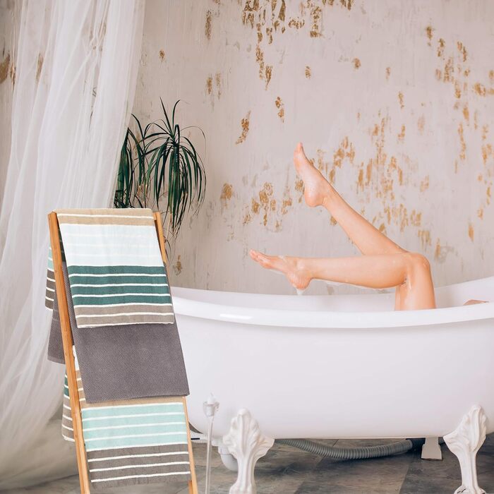 Бамбукова підставка-стійка для рушників Relaxdays, 4 планки, натуральний колір, 100x40x30 см