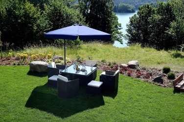 Садова парасолька з консоллю Funfit Garden, синя, 350 x 250 см
