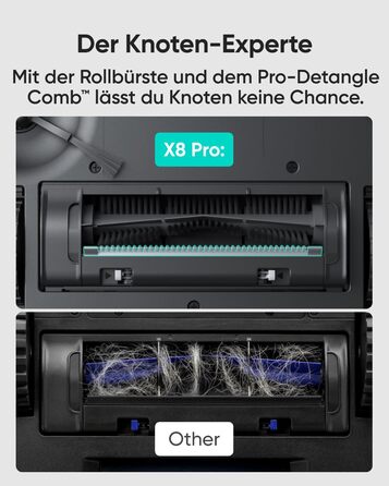 Робот-пилосос eufy X8 Pro з базою для самоочищення і функцією вологого прибирання, Twin-Turbine™ 2×4000 Па, щітка проти заплутування, лазерна навігація iPath™, для твердих підлог і килимів