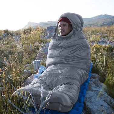 Ультралегкий спальний мішок Naturehike CW400 RDS пух, 4 сезони, компактний для кемпінгу та подорожей, сірий, розмір M (температура комфорту 6°C)