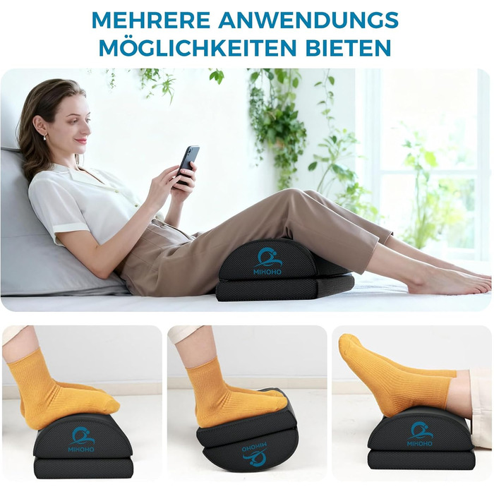 Підставка для ніг під стіл, регульована, з піни memory foam, чорна - ергономічна підтримка для комфортної роботи