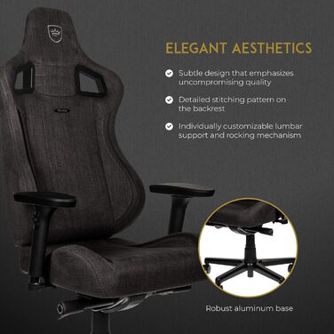 Ігрове крісло noblechairs Epic TX, антрацит, текстиль, офісне, дихаюче, з підголівником і поперековою підтримкою, для користувачів до 120 кг