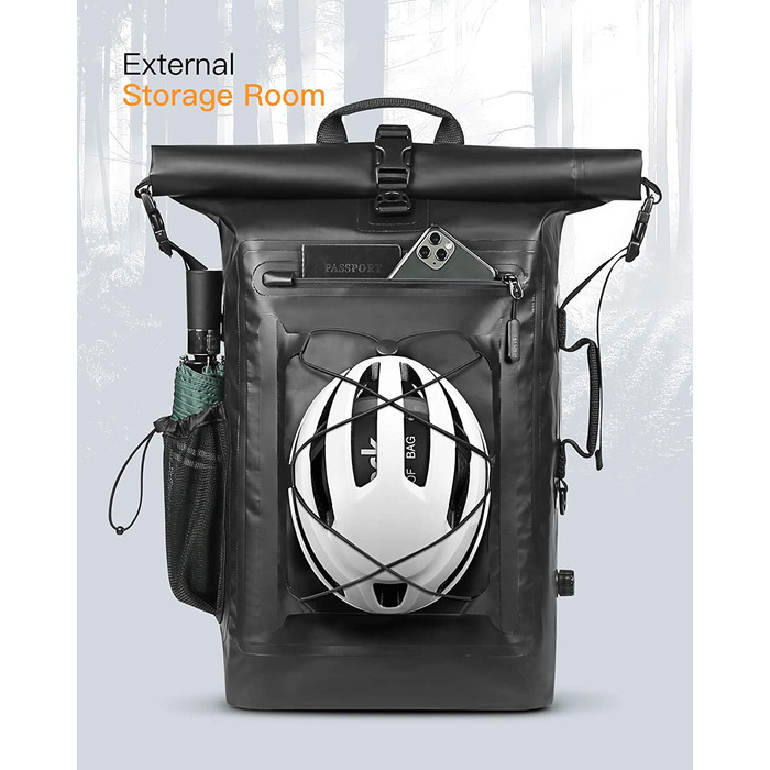 Рюкзак Inateck RollTop для чоловіків 30-35 л, водонепроникний, багатофункціональний органайзер з відстібним плечовим ременем, клапаном для виходу повітря, водозахисною блискавкою, для велосипеду, туризму, активного відпочинку