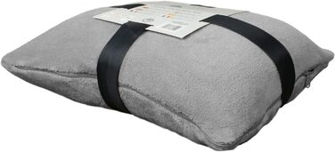 Delindo Lifestyle 2в1 флісова подорожня ковдра-подушка сіра 135x200 см, м'яка трансформер для жінок, чоловіків і дітей