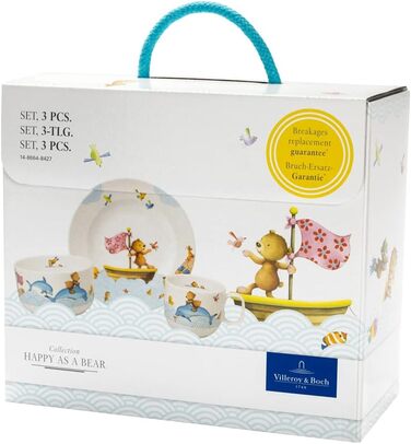 Набір дитячого посуду Villeroy & Boch Happy As A Bear (3 предмети) – білий/кольоровий, преміум-посуд
