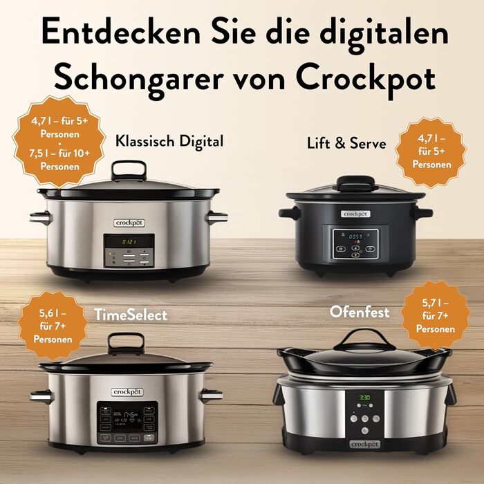 Мультиварка Crockpot Digital Slow Cooker 7.5 л з регулюванням часу приготування | Нержавіюча сталь [CSC063X]