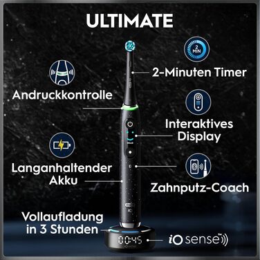 Електрична зубна щітка Oral-B iO Series 10 Cosmic Black, набір з 3 насадками (Probierset)