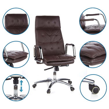 Офісне крісло / Крісло для керівника VILLA 20 Nappa Leather Brown hjh OFFICE