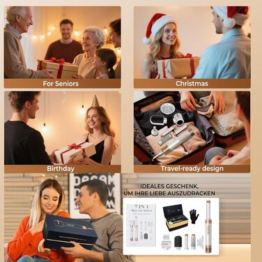 UKLISS Hairstyler 7 в 1: Професійний фен-щітка, стайлер для волосся, набір для укладки з повітряним обдувом 110 000 об/хв, білий