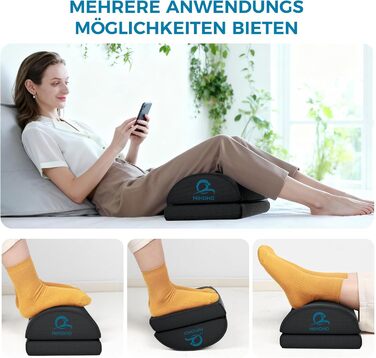 Підставка для ніг під стіл, регульована, з піни memory foam, чорна - ергономічна підтримка для комфортної роботи