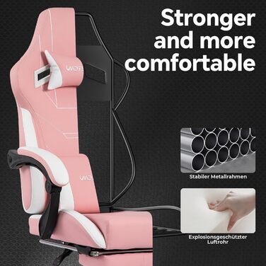 Геймінговий крісло Ergonomischer Gamer Stuhl Bürostuhl з підніжкою, Racing Computerstuhl, регульована висота, з м'якою оббивкою, блакитно-бежевий (рожево-білий)