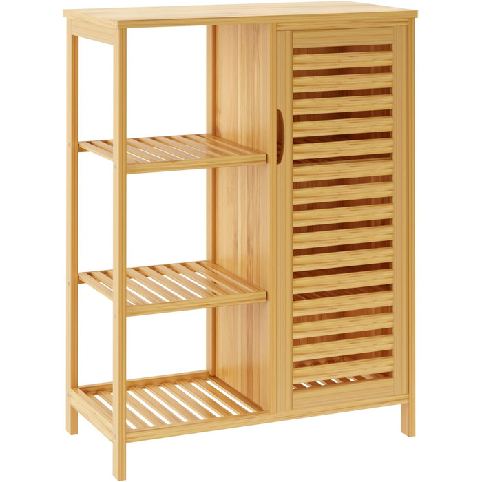 Шафа для ванної кімнати Sogesfurniture з бамбука, 66x33x87 см, з 4 полицями та жалюзі-дверцятами