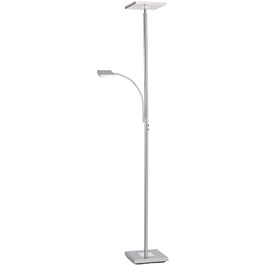 LED торшер SellTec з димером, стельовий світильник з регульованою лампою для читання, сенсорний димер, тепле біле світло, сучасний дизайн з нержавіючої сталі для вітальні, офісу та спальні, квадратний з лампою для читання