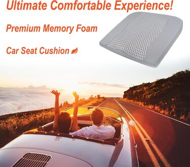 Автомобільна подушка Lofty Aim з піни Memory Foam для водія: підтримка спини, зняття болю при ішіасі, для автокрісла, офісного крісла, візка (сіра, PU-шкіра, 4D Mesh)
