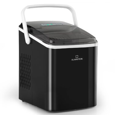 Льодогенератор Klarstein Mini 2л, самочищення, 12кг/доба, чорний, для великих і малих кубиків льоду, сенсорне керування
