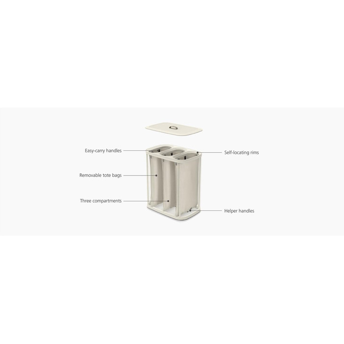 Кошик для білизни Joseph Joseph тріо 90 л з кришкою бежевий