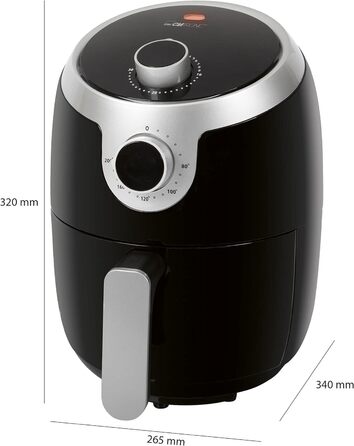 Аерофритюрниця Clatronic FR 3769 H, 1,8 л, без олії, 1000 Вт, чорна/срібляста, для картоплі фрі, курячих крилець та іншого