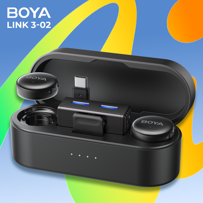 Бездротовий мікрофон BOYA LINK 3-02 Type-C/TRS Black