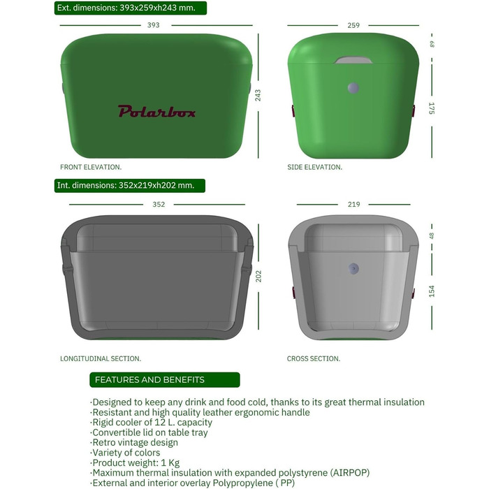 Термобокс Polarbox 12 л для пікніка, пляжу, кемпінгу, зберігання льоду, фіолетово-жовтий, Classic