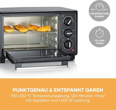 Міні-піч Severin Bake&Toast TO 2078, 20Л, 1600Вт, з конвекцією, таймером, каменем для піци та вертелом, чорна