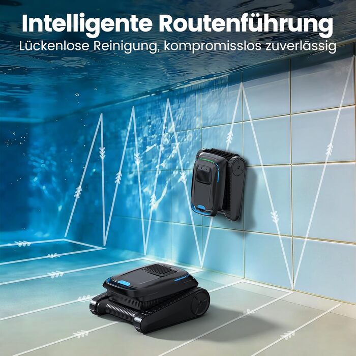 Робот-пилосос для басейну (170 м²) PC10 Schwarz: Акумуляторний, бездротовий, для стін та дна, з інтелектуальною навігацією, продуктивність 18927 л/год