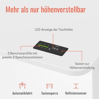 Ергономічний електричний стіл Yaasa Desk Pro 180x80 см білий - регульована висота, стільниця мультиплекс, вантажопідйомність 120 кг